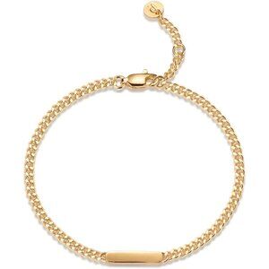 14K Gold Plated Lightweight Curb Link Chain Bracelet for Women with Lobster Claw